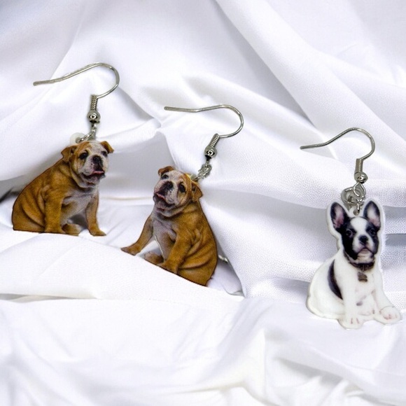 Charming Bulldog Earrings - Perfect Dog Jewelry for Bulldog Moms & Dog Lovers! - Picture 3 of 4